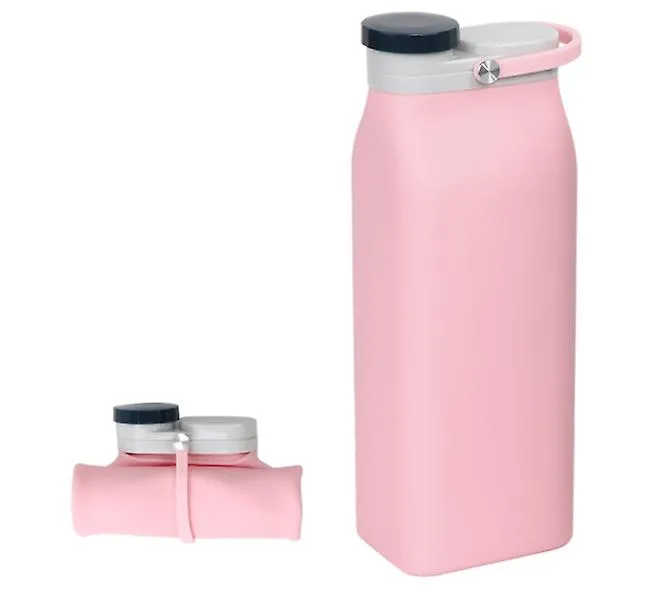 19.4*7.2*5.3cm green 600ml silicone foldable water bottle, large capacity portable travel cup, leak-proof sports bottle AZ15954