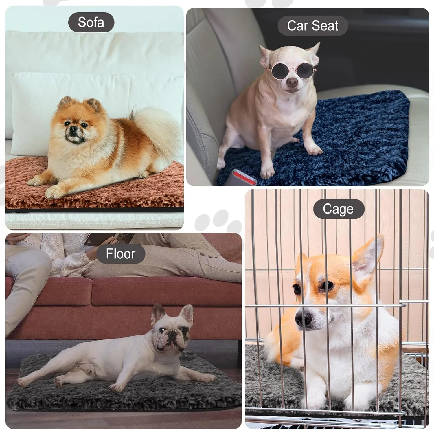 4 Pack Self Warming Cat Bed Indoor Self Heating Dog Cat Pad Washable 16 x 20 Inch Thermal Pet Kennel Pad Crate Bed Mat Reflect Body Heat for Outdoor(16 x 20 Inch,Grey,Brown,Navy Blue,Black)