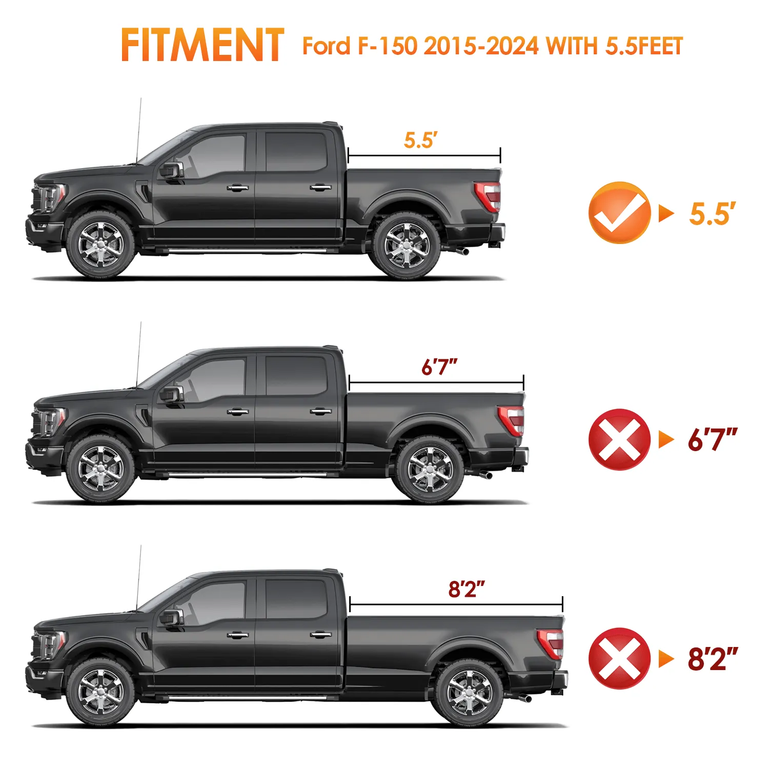 5.5ft Soft Roll Up Truck Bed Cover for Ford F150 2015-2024