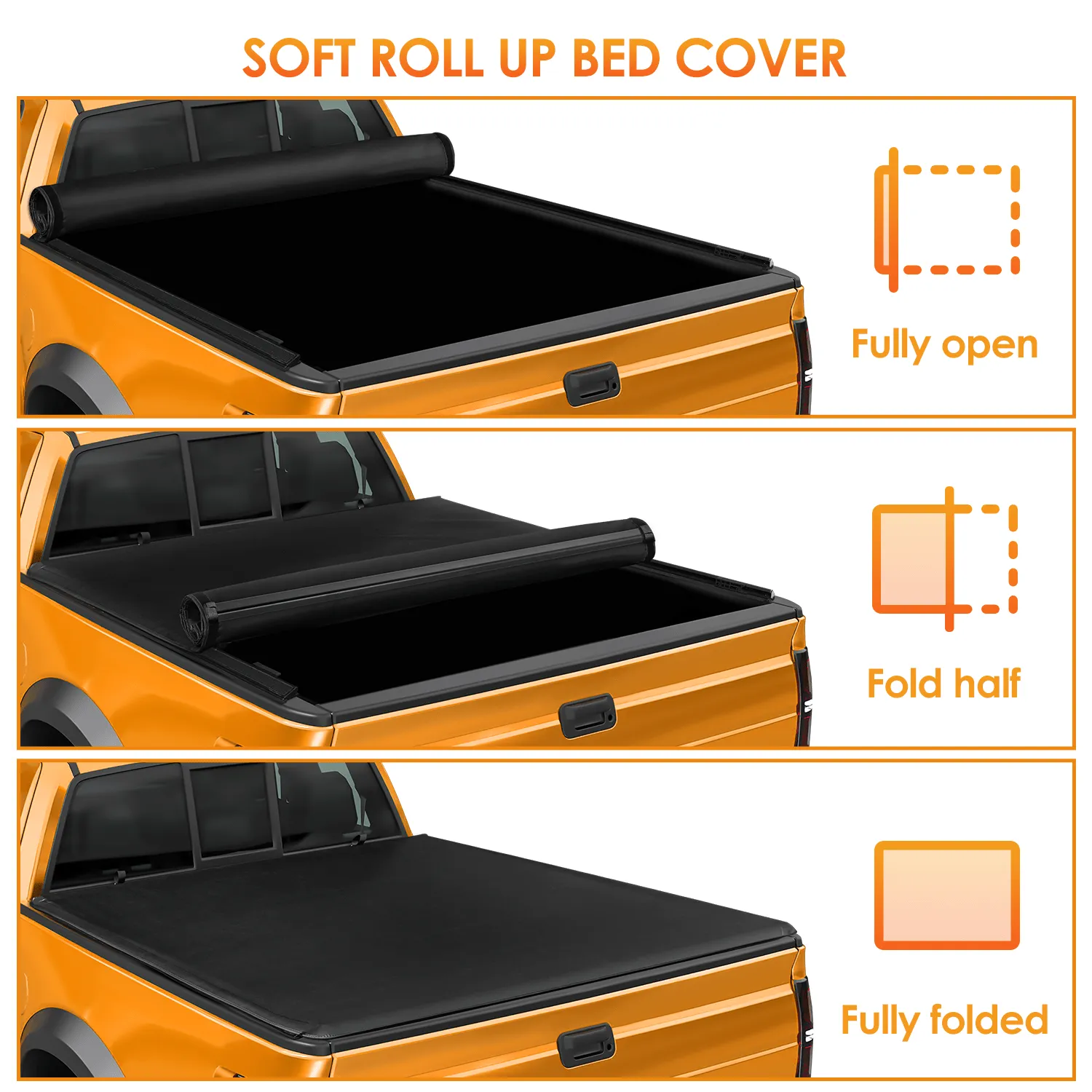 5.5ft Soft Roll Up Truck Bed Cover for Ford F150 2015-2024