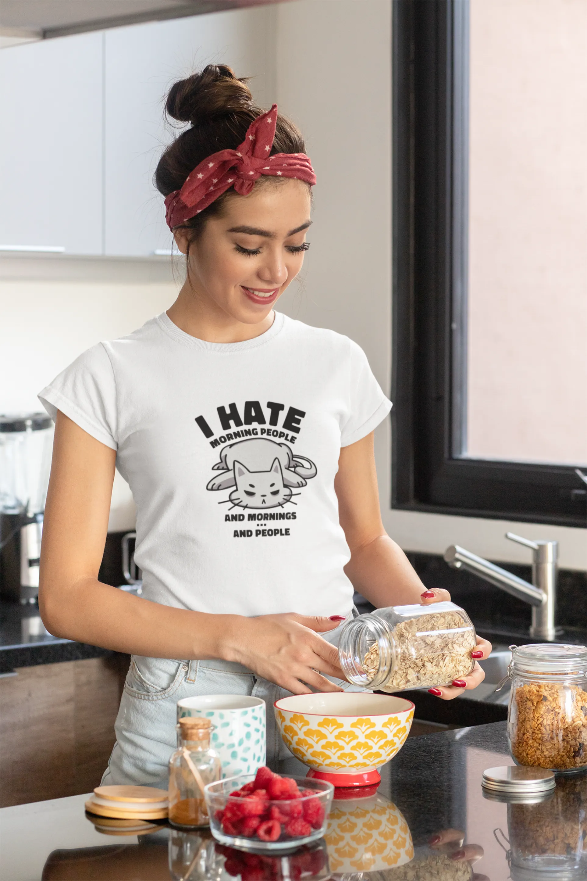 Angry Cat Printed T-shirt for women