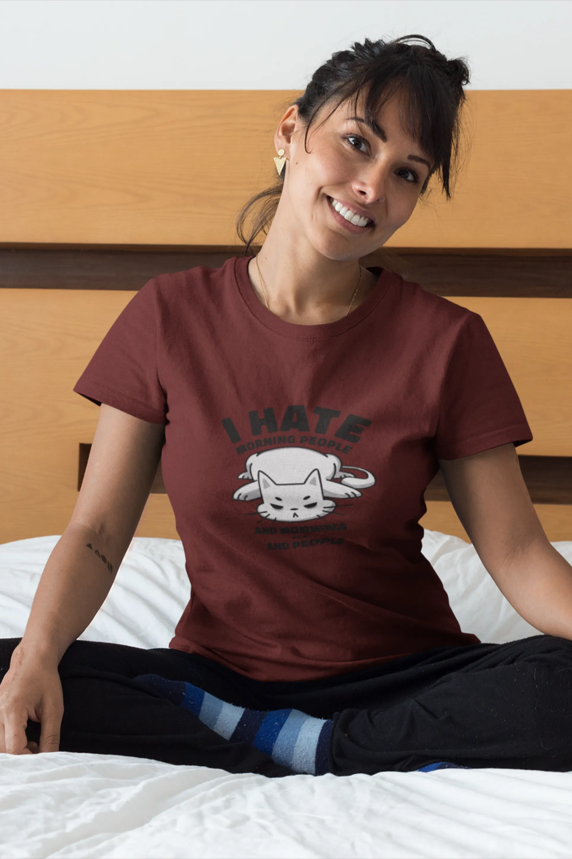 Angry Cat Printed T-shirt for women