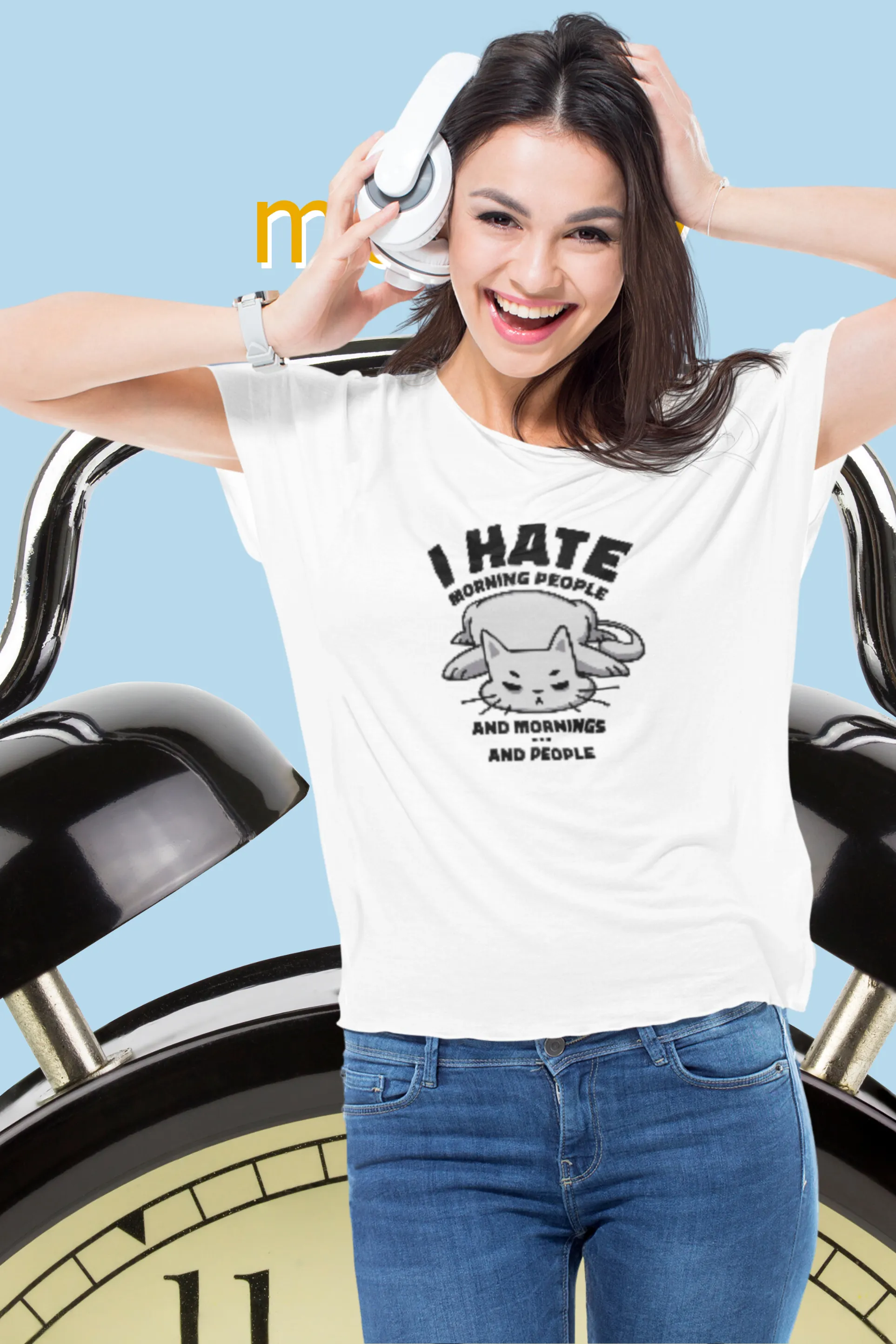 Angry Cat Printed T-shirt for women