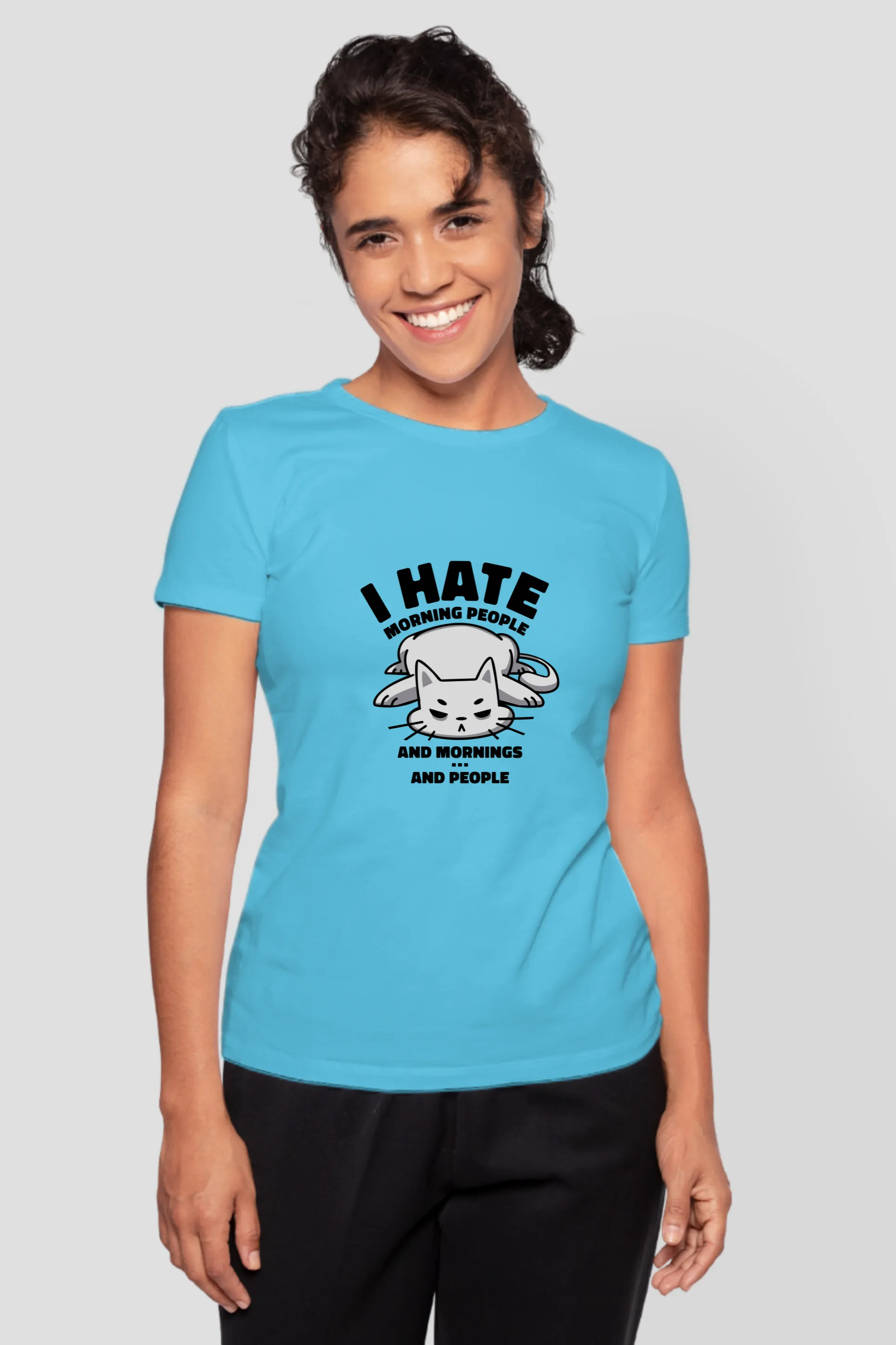 Angry Cat Printed T-shirt for women
