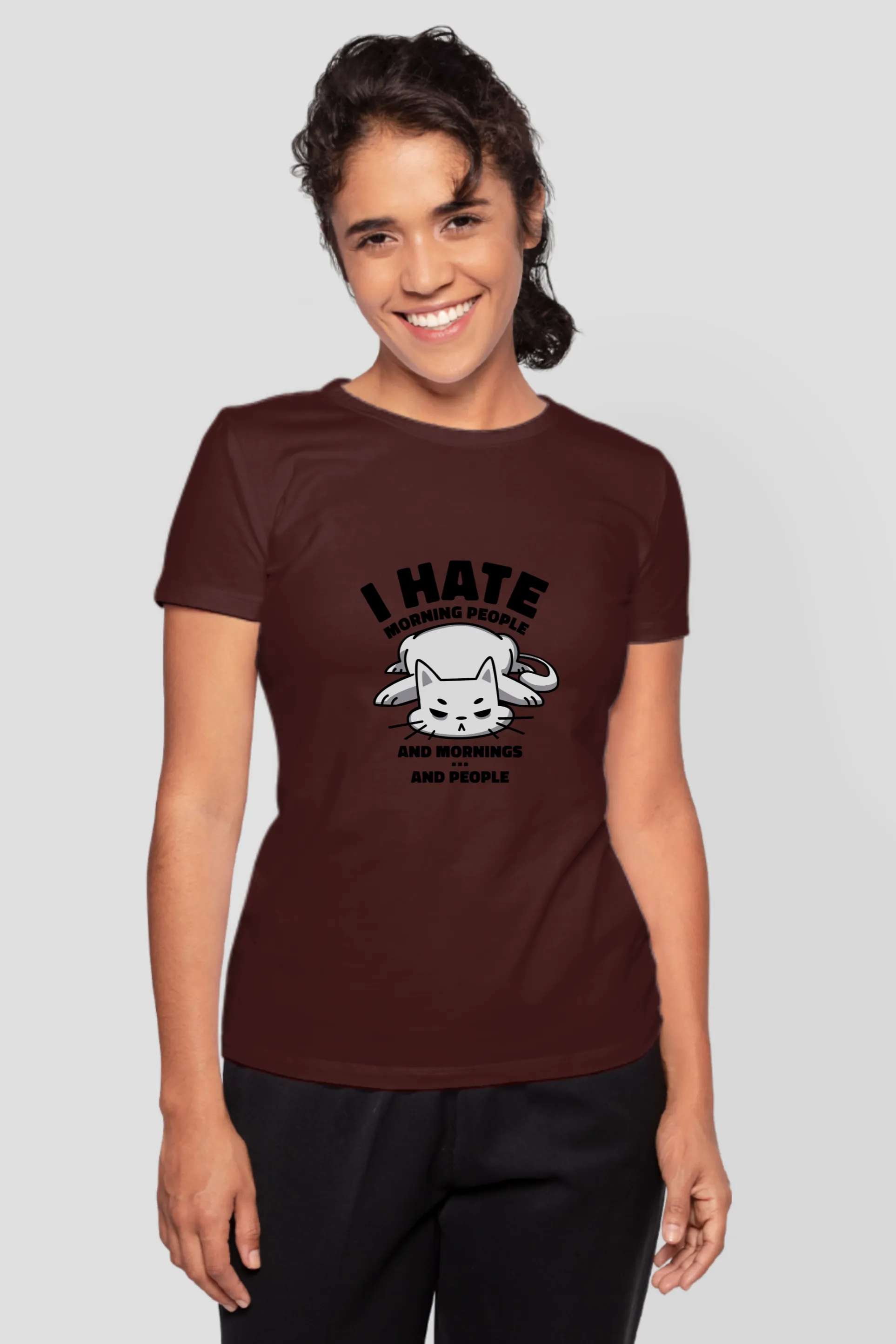 Angry Cat Printed T-shirt for women