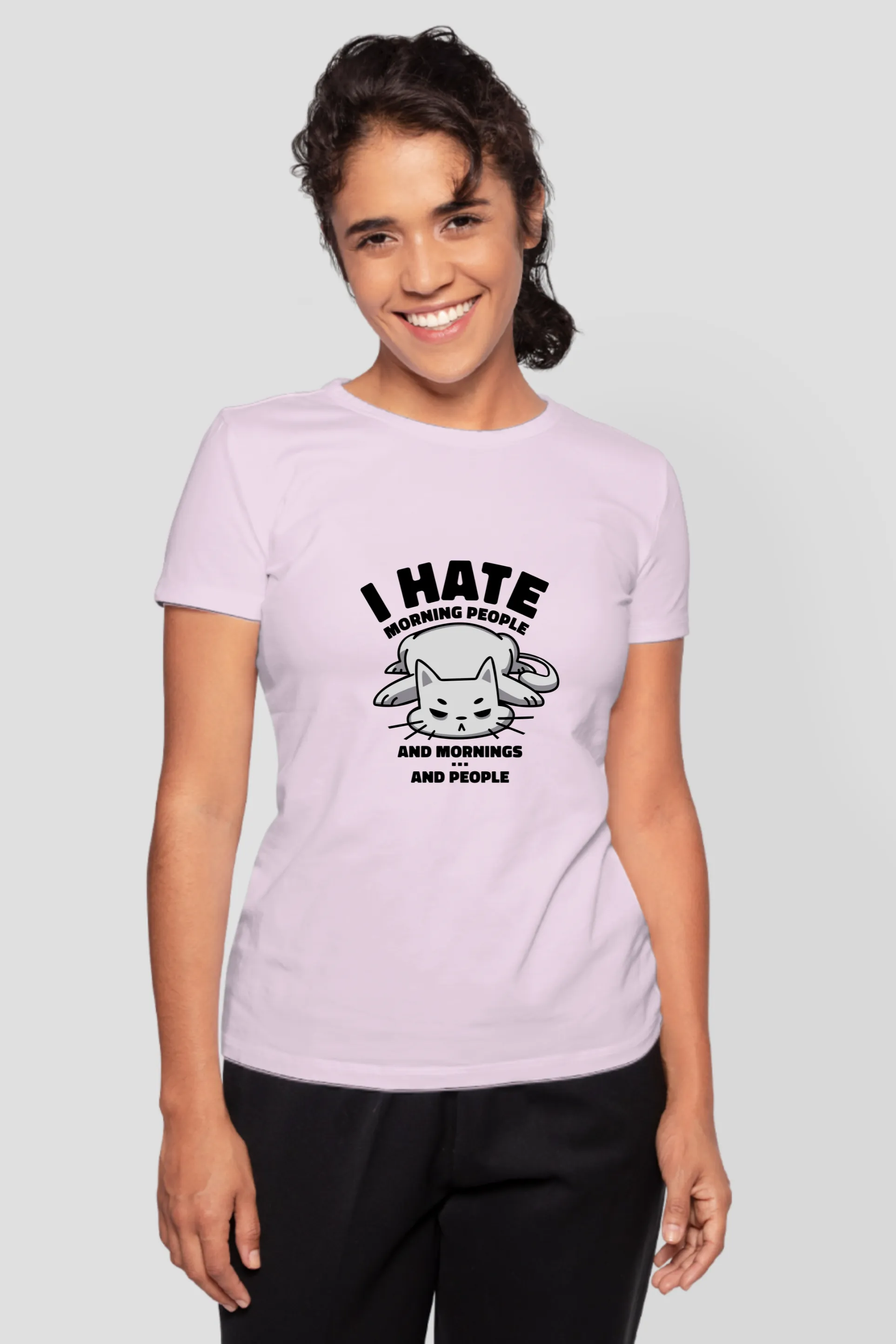 Angry Cat Printed T-shirt for women