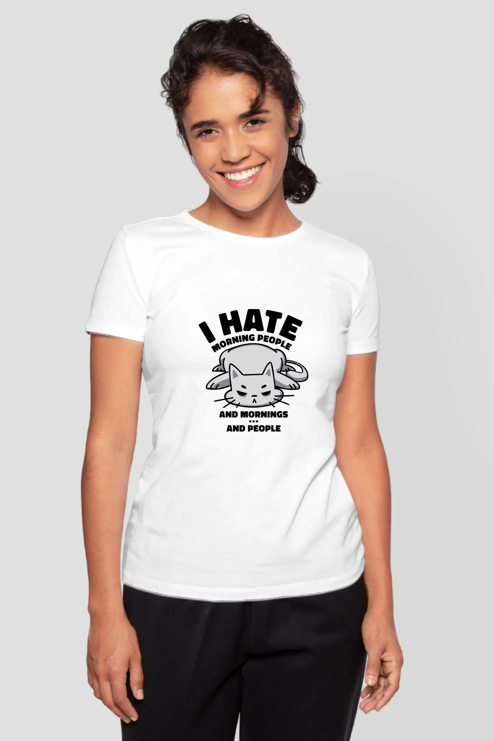 Angry Cat Printed T-shirt for women
