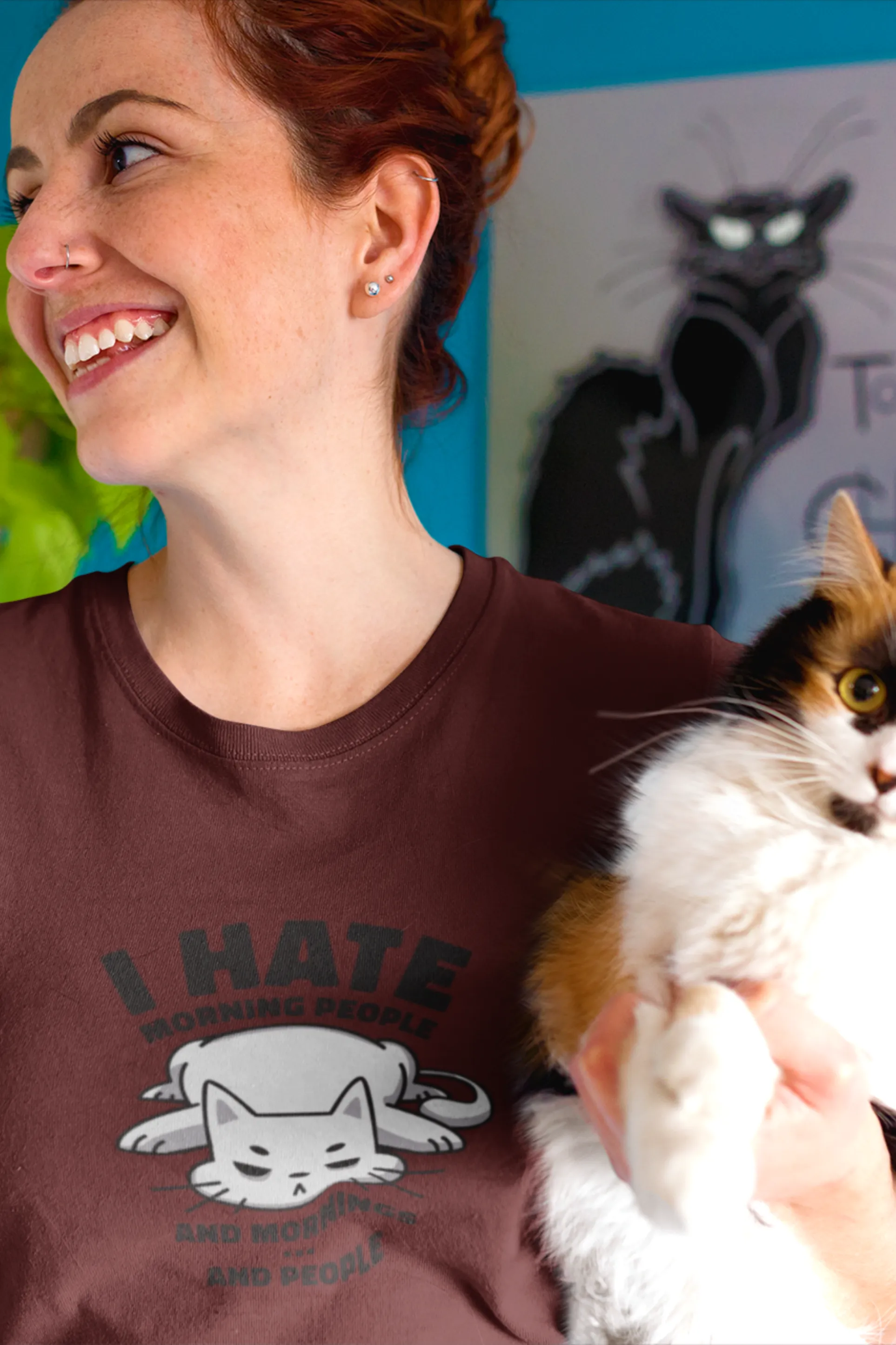Angry Cat Printed T-shirt for women