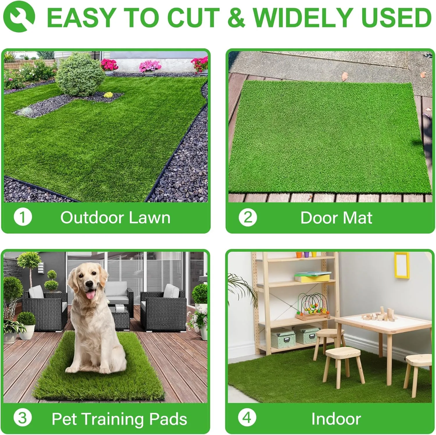 Artificial Grass Turf for Dogs 3 ft x 10 ft,1.38 inch Fake Grass Pee Pad for Puppy Potty TrainingFaux pet Grass Rug for Indoor/Outdoor Patio,Dogs Wee Wee Pad,Turf Grass Mat for Dogs Potty