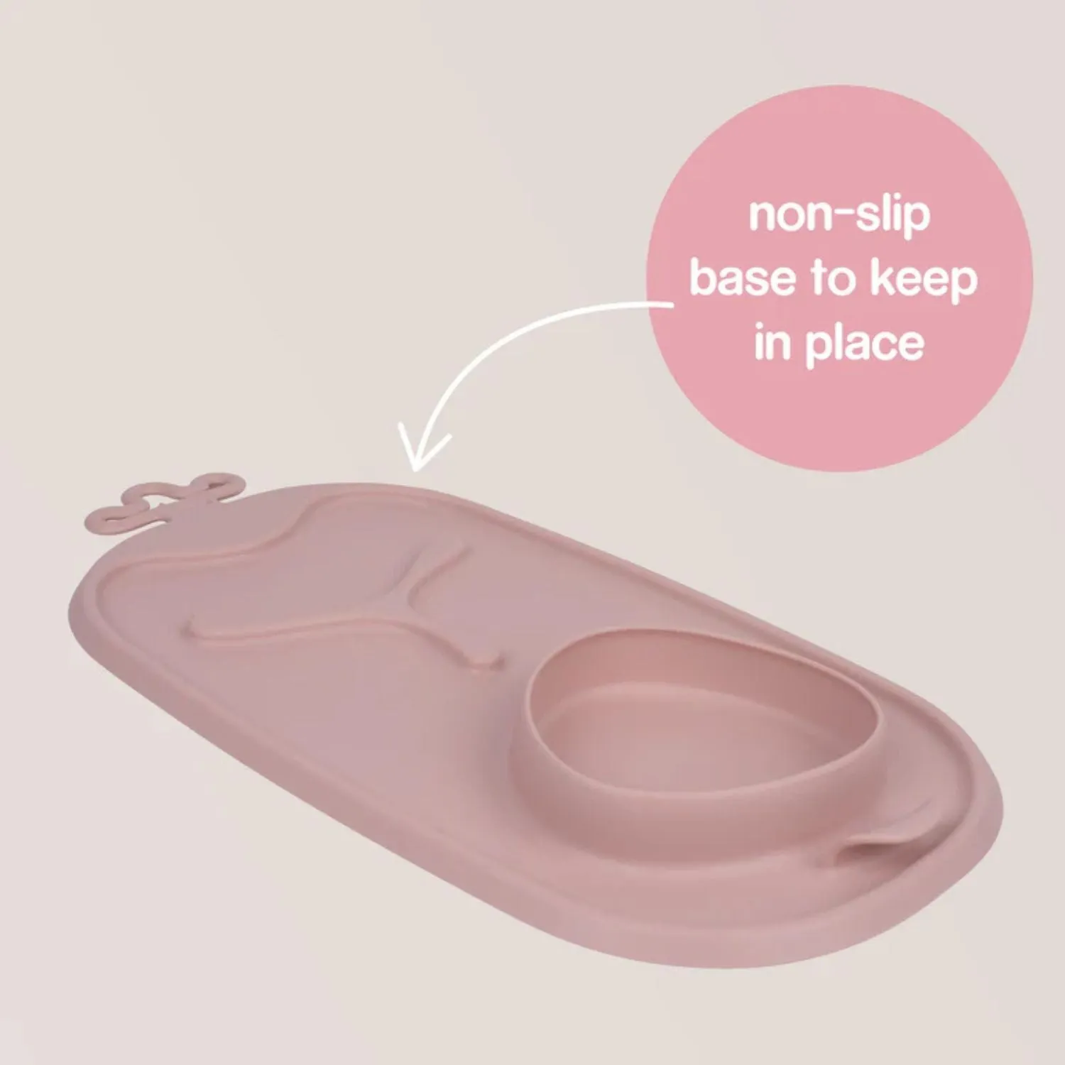 b.box Roll & Go Mealtime Silicone Mat with Spoon Blush Pink