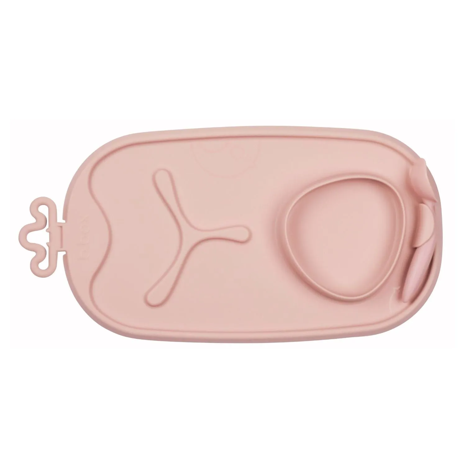 b.box Roll & Go Mealtime Silicone Mat with Spoon Blush Pink