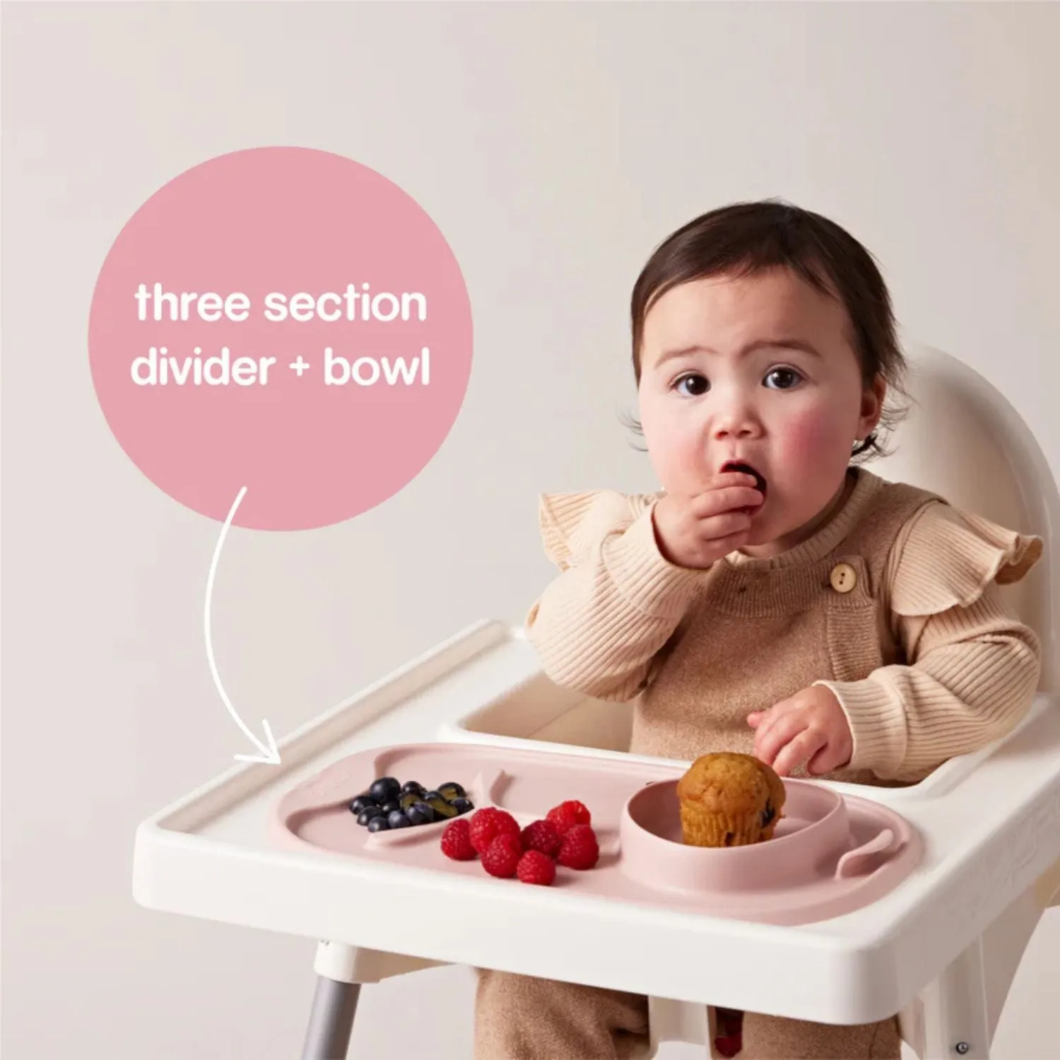 b.box Roll & Go Mealtime Silicone Mat with Spoon Blush Pink