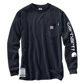 Carhartt Men's Dark Navy Flame-Resistant Force Cotton Graphic Long Sleeve T-Shirt