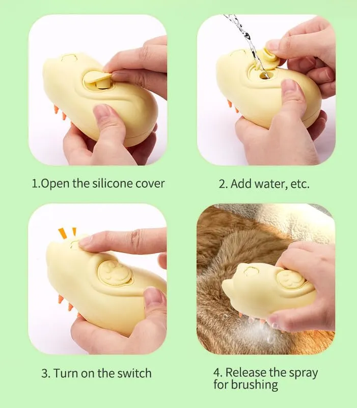 Cat Steamy Brush, New 3 in 1 Spray Cat Brush, Cat Steamer Brush for Massage, Self Cleaning Steam Cat Brush for Removing Tangled And Loosse Hair (A)