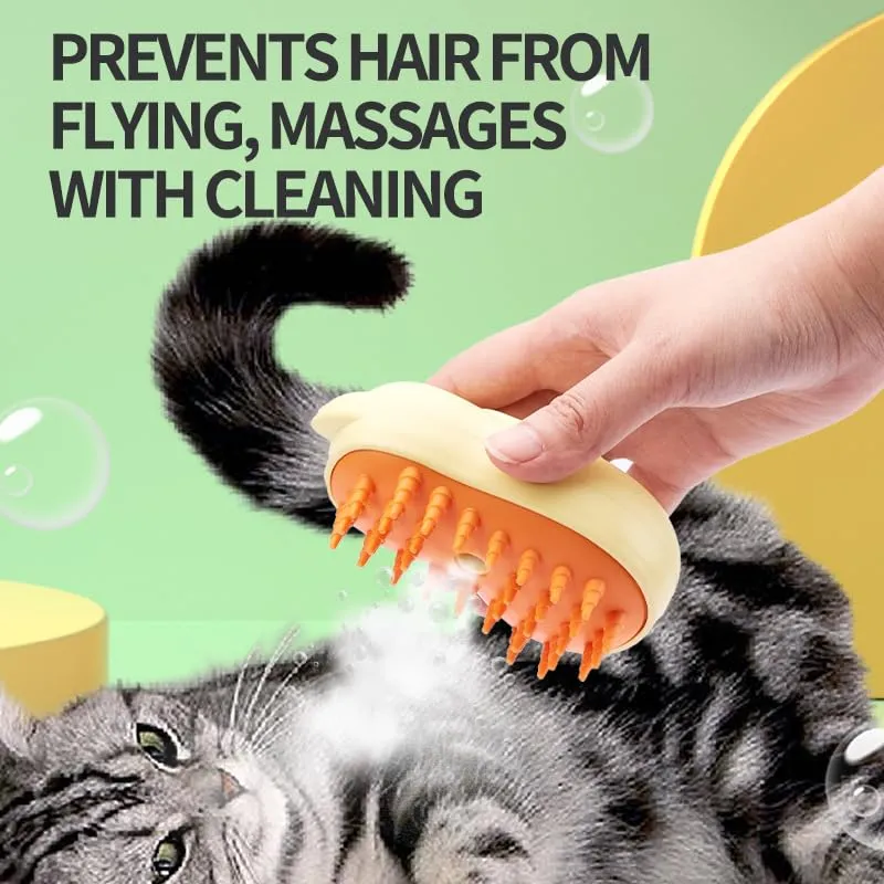 Cat Steamy Brush, New 3 in 1 Spray Cat Brush, Cat Steamer Brush for Massage, Self Cleaning Steam Cat Brush for Removing Tangled And Loosse Hair (A)