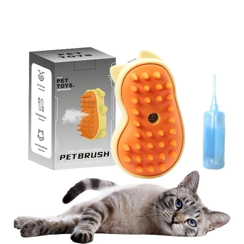 Cat Steamy Brush, New 3 in 1 Spray Cat Brush, Cat Steamer Brush for Massage, Self Cleaning Steam Cat Brush for Removing Tangled And Loosse Hair (A)