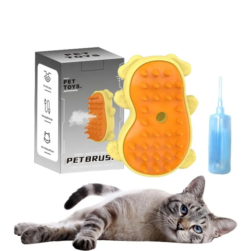 Cat Steamy Brush, New 3 in 1 Spray Cat Brush, Cat Steamer Brush for Massage, Self Cleaning Steam Cat Brush for Removing Tangled And Loosse Hair (B)