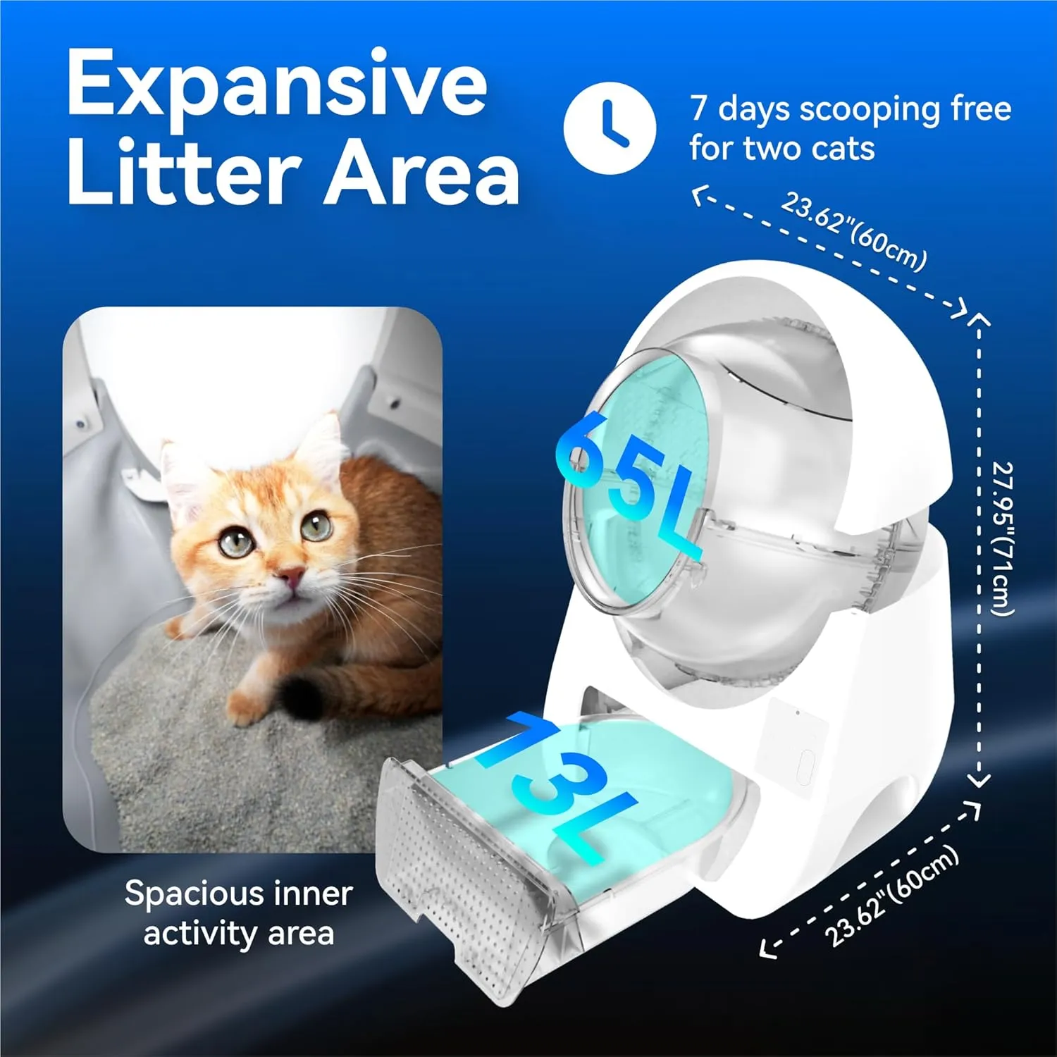 CATLINK Luxury Pro-X Automatic Self-Cleaning Cat Litter Box, Health Monitoring, Automatic Cat Litter Box for Multiple Cats, Triple Odor Control, Large Wastes Bin Capacity, Includes C70*3 and 60 Liners
