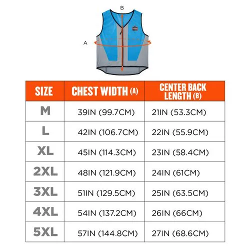 Chill-its 6667 Wet Evaporative Pva Cooling Vest With Zipper, Pva, 5x-large, Blue, Ships In 1-3 Business Days