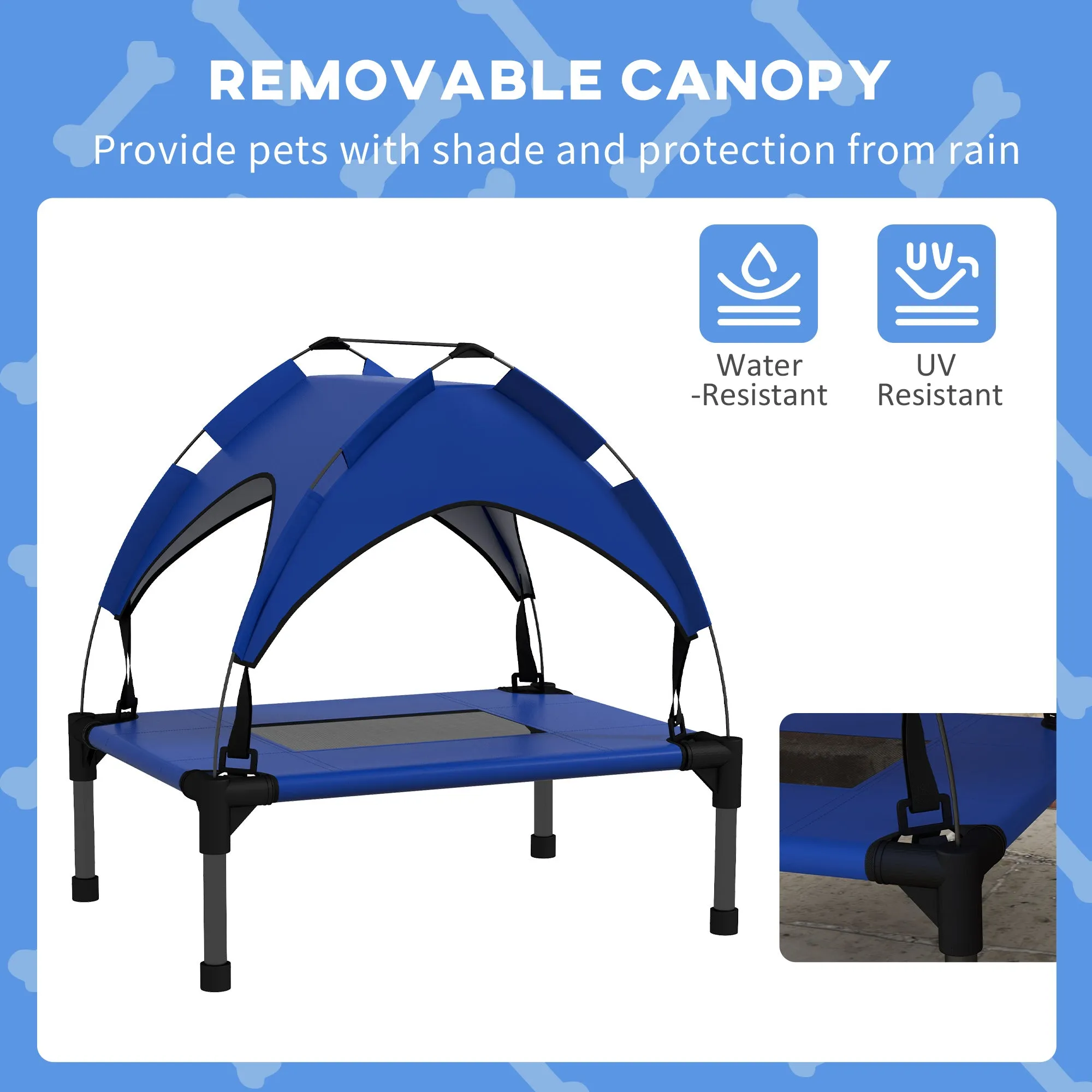 Cooling Raised Pet BedWith Washable Breathable Mesh for Mini Small Dogs 61 x 46 x 63cm - Dark Blue