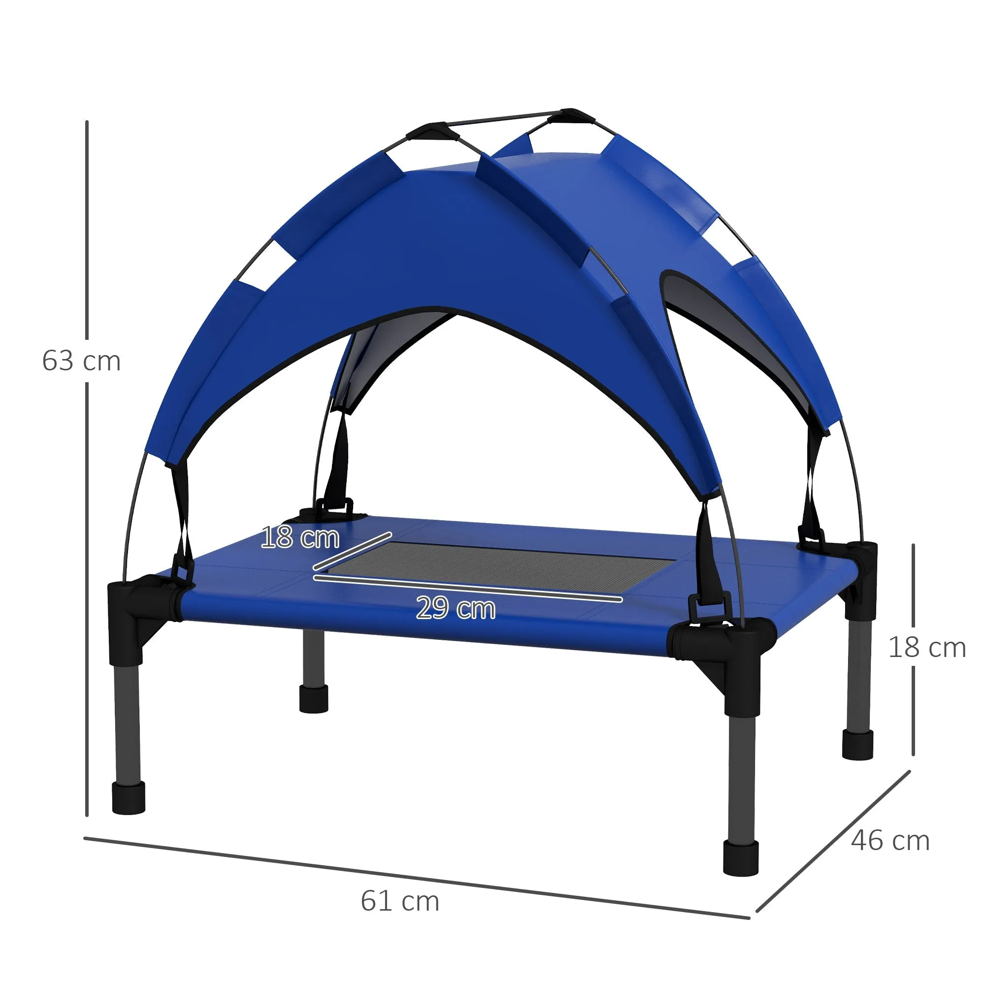 Cooling Raised Pet BedWith Washable Breathable Mesh for Mini Small Dogs 61 x 46 x 63cm - Dark Blue