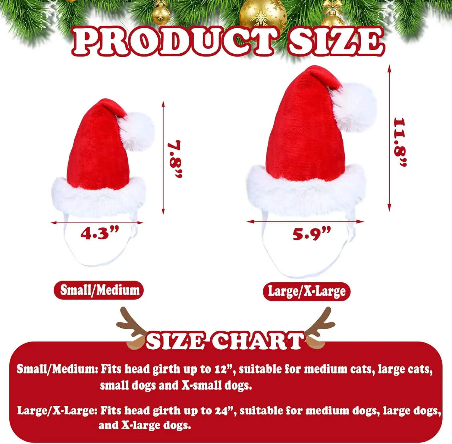 Dog Christmas Santa Hat and Scarf, Dog Christmas Outfit Adjustable Knitted Scarf with Pompom Ball for Small Medium Large XL Dogs Pets (X-Large)