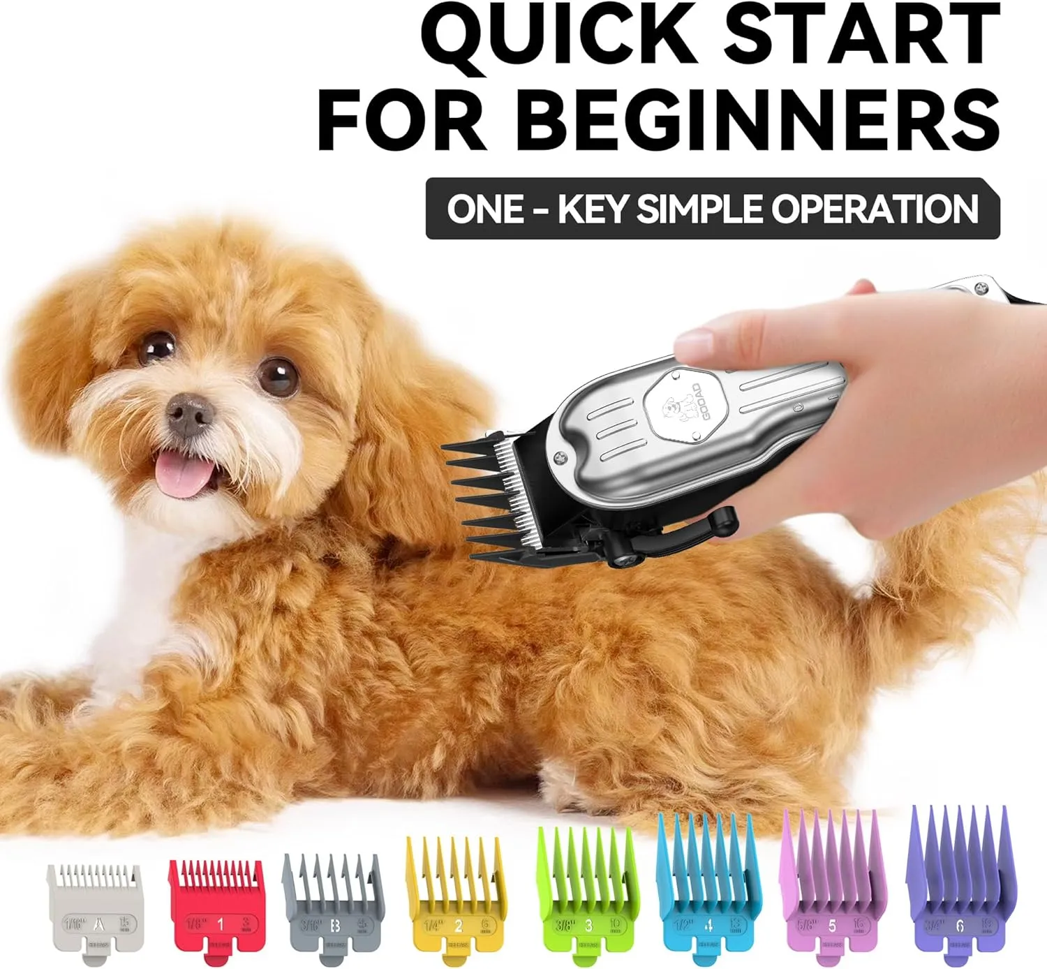 Dog Grooming Kit for Heavy Thick Hair&Coats,Low Noise Dog Hair Trimmer,Rechargeable Cordless Pet Shaver with Stainless Steel Blade, Dog Clippers for Grooming for Small Large Dogs Pets (Sliver)