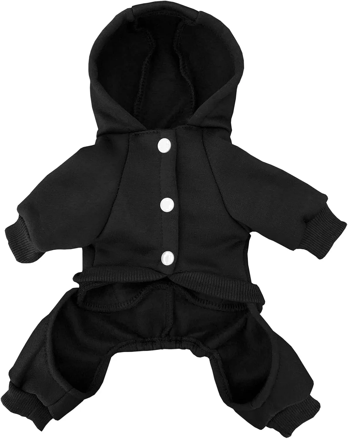 Dog Hoodie with Pocket - Fleece Sweater & Jumpsuit for Small to XL Dogs & Cats - Black