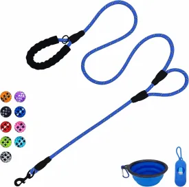 Dog Leash Heavy Duty 6ft, Double Handle Dog Leash with Padded Handle for Traffic Control, Reflective Rope Leashes for Large and Medium Dogs Control Safety Training at Night (Navy Blue)