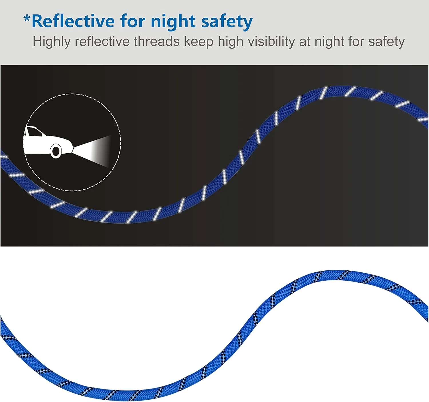 Dog Leash Heavy Duty 6ft, Double Handle Dog Leash with Padded Handle for Traffic Control, Reflective Rope Leashes for Large and Medium Dogs Control Safety Training at Night (Navy Blue)
