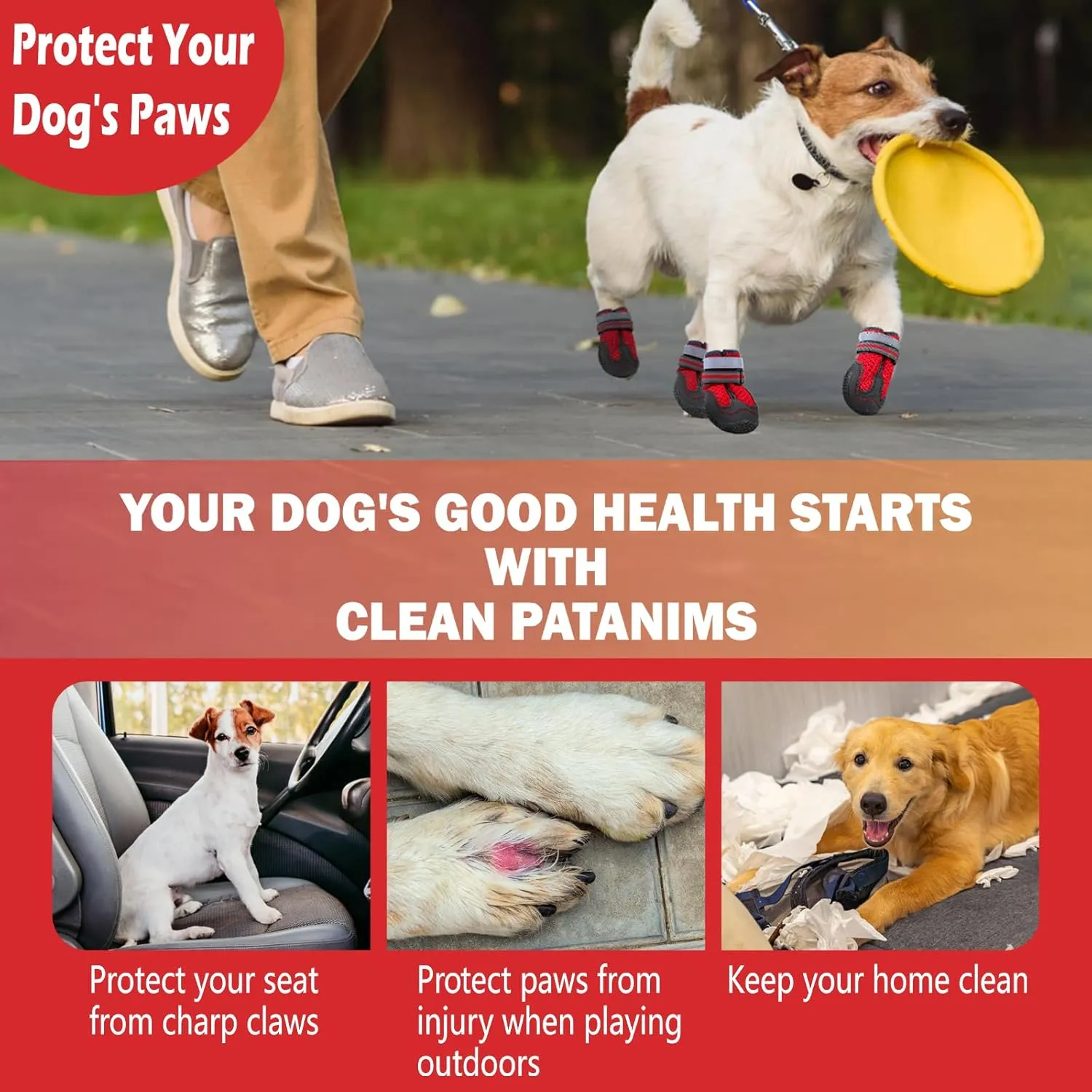 Dog Shoes for Dogs Mesh Breathable, Dog Boots Paw Protectors, Anti-Slip Reflective Dog Booties for Hot Pavement, Snowy, Rainy, Indoor Outdoor Walking for Medium to Large Dogs with Rugged Sole