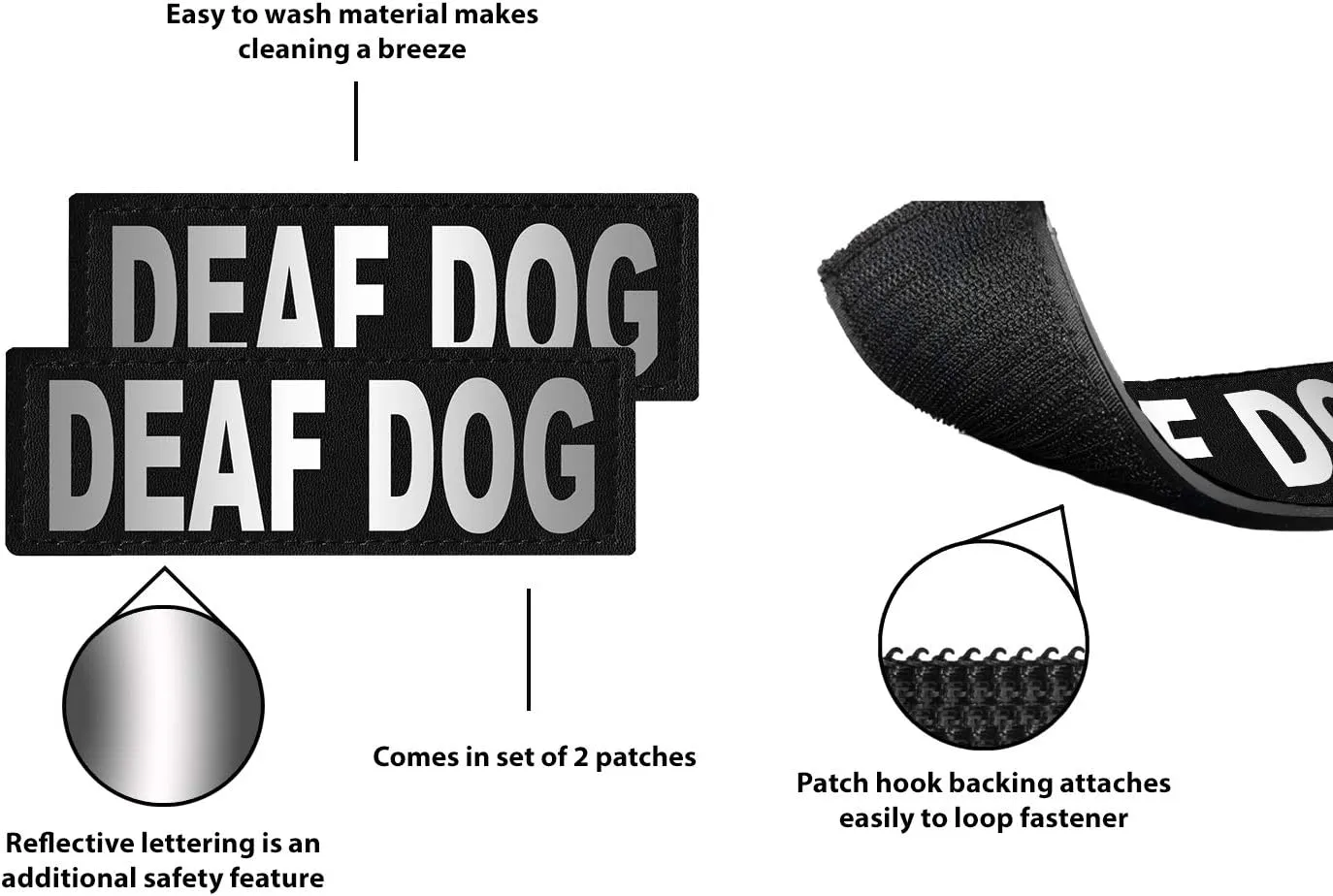 Dogline Deaf Dog Removable Velcro Patches, X-Small