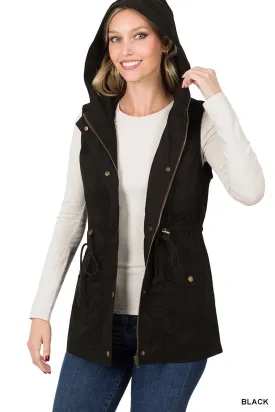 Drawstring Waist Hoodie Vest