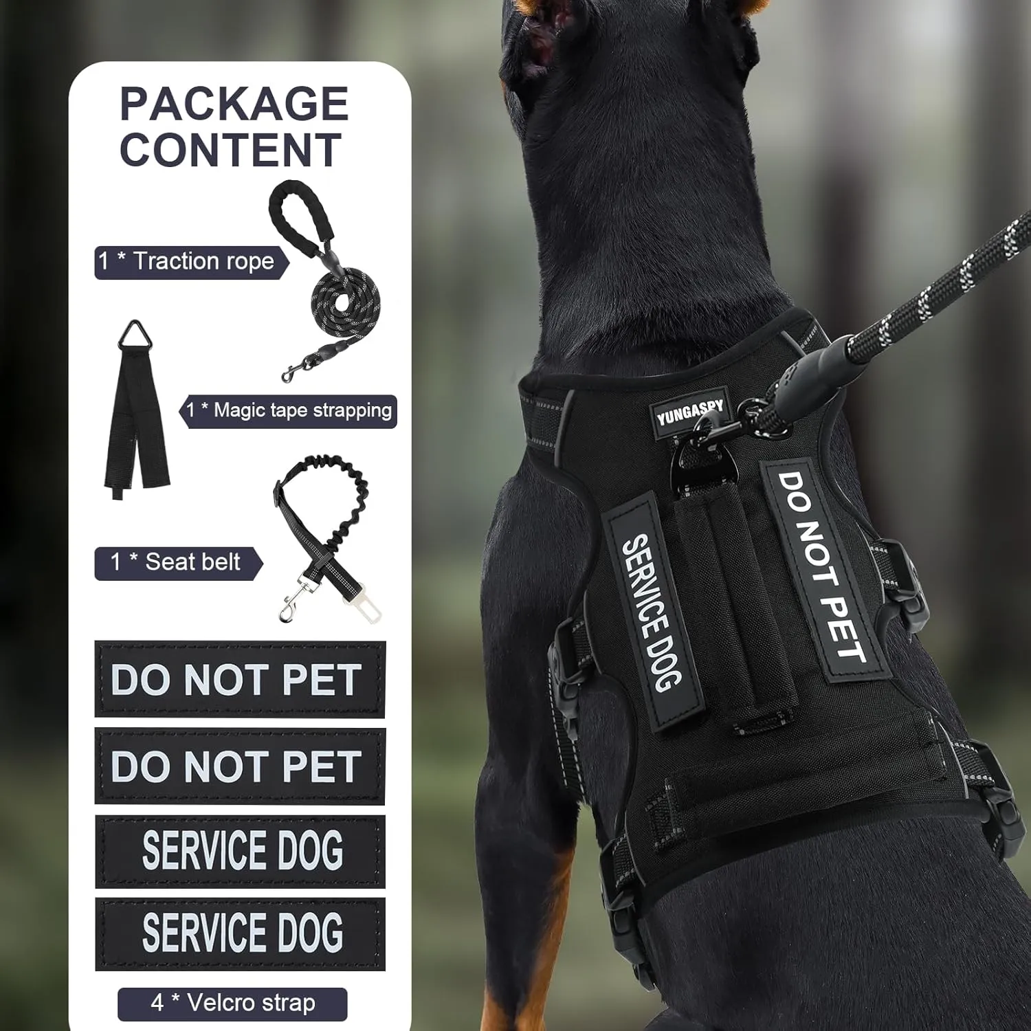 Escape Proof Dog Harness for Large Medium Sized Dogs Six Point Adjustable, Service Dog Vest Harness and Leash Set, No Pull Dogs Harnesses with Handle, XL Dog Harnesses for Walking(Black, L)