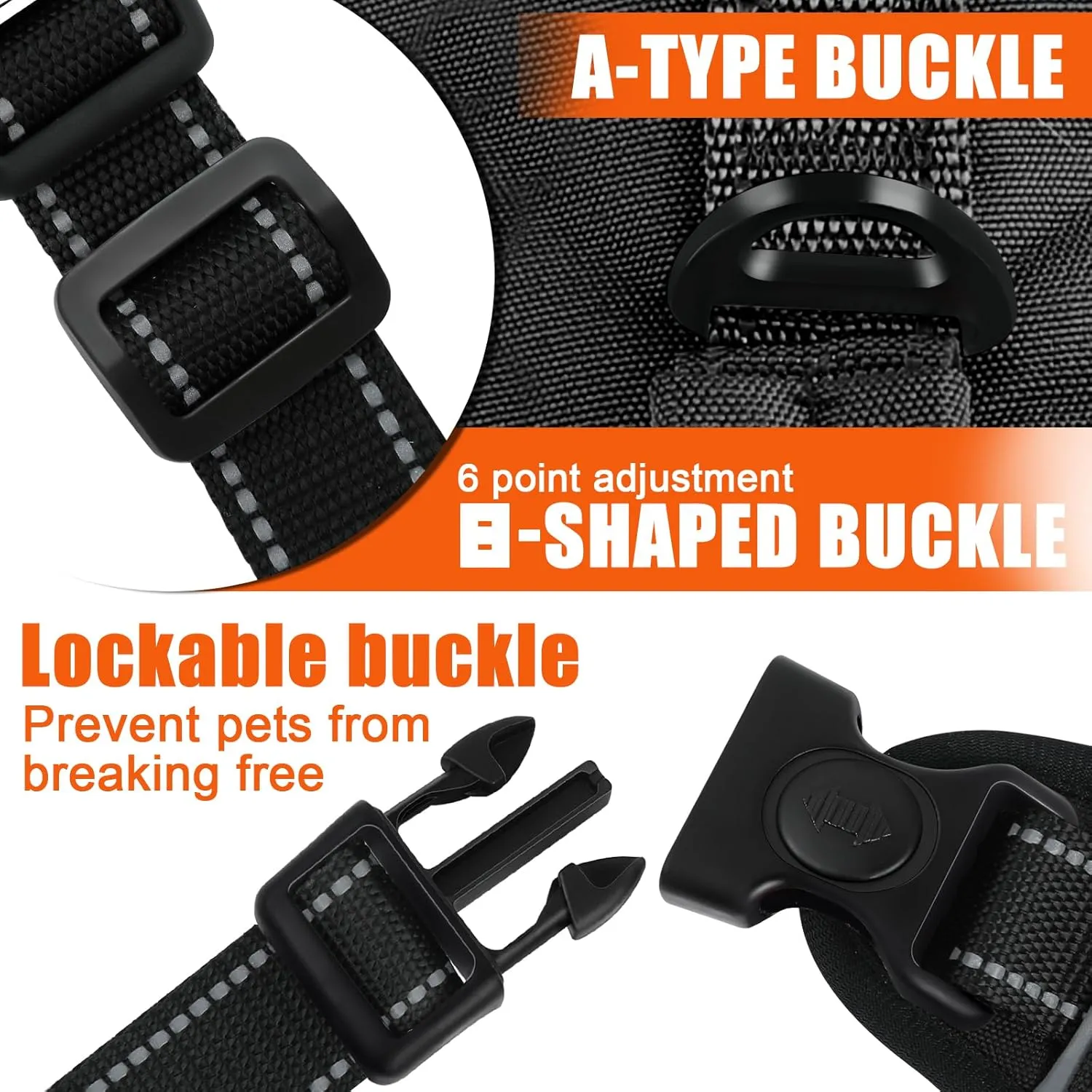 Escape Proof Dog Harness for Large Medium Sized Dogs Six Point Adjustable, Service Dog Vest Harness and Leash Set, No Pull Dogs Harnesses with Handle, XL Dog Harnesses for Walking(Black, L)