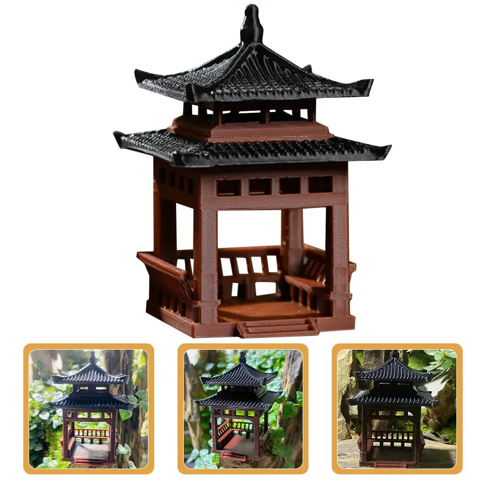Gazebo Pavilion Small Ornaments Simulation Statue Pagoda Fish Tank Decor Aquarium