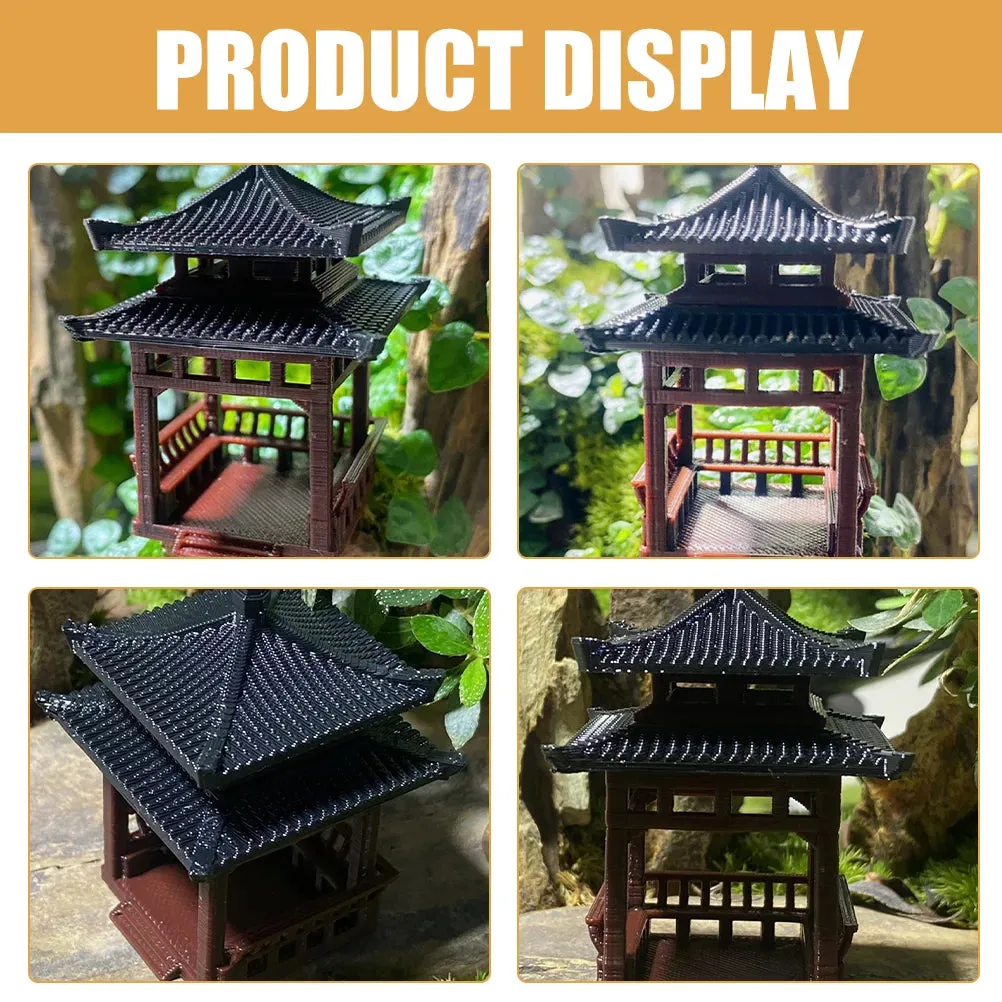 Gazebo Pavilion Small Ornaments Simulation Statue Pagoda Fish Tank Decor Aquarium