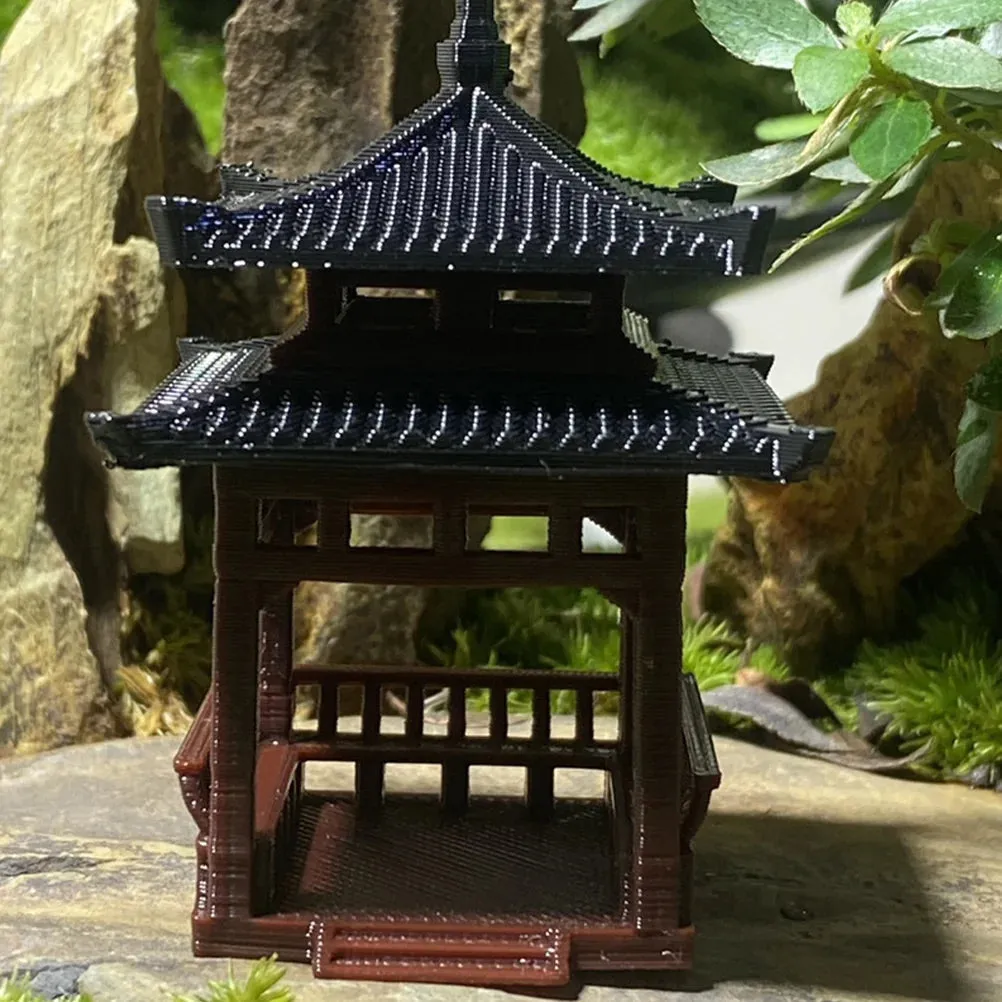 Gazebo Pavilion Small Ornaments Simulation Statue Pagoda Fish Tank Decor Aquarium