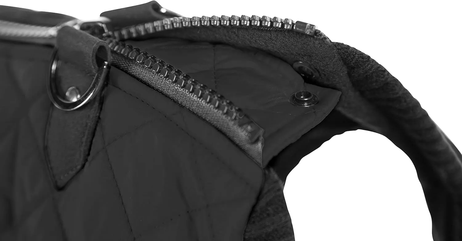 Gooby Fashion Vest Dog Jacket - Black, Medium - Warm Zip Up Bomber Vest with Dual D Ring Leash - Winter Water Resistant Small Dog Sweater