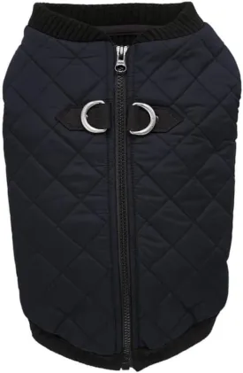 Gooby Fashion Vest Dog Jacket - Black, Medium - Warm Zip Up Bomber Vest with Dual D Ring Leash - Winter Water Resistant Small Dog Sweater