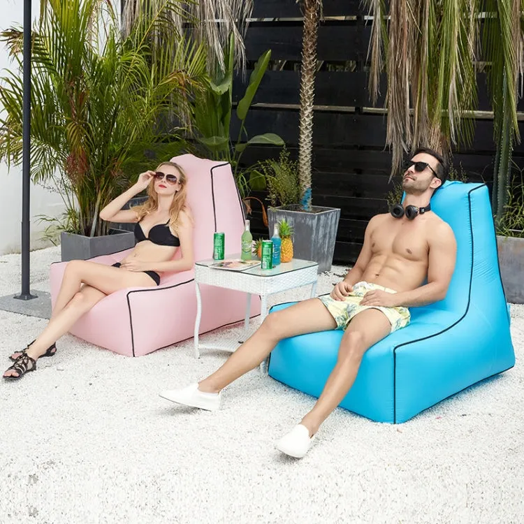 Inflatable Sofa Bed for Camping, Fishing, and Beach, Portable Folding Air Sofa, 27.6 x 25.6 x 23.6 inches (White)