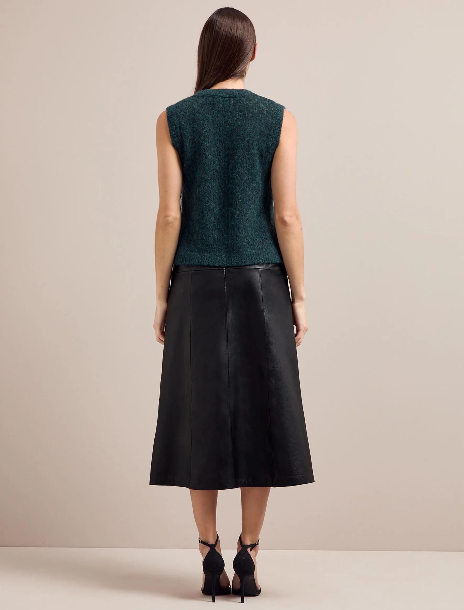 Jeanette Alpaca Sleeveless Jumper - Dark Green