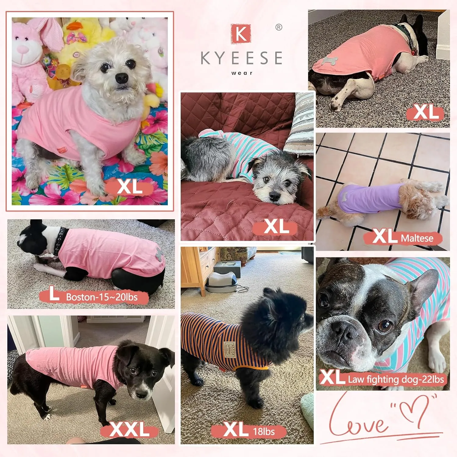 KYEESE 2Pack Dog Shirts Small Tee Soft for Small Dogs Striped T Shirt Lightweight Sleeveless Vest Cotton Tank Top Clothes, Large,Dark Blue Striped