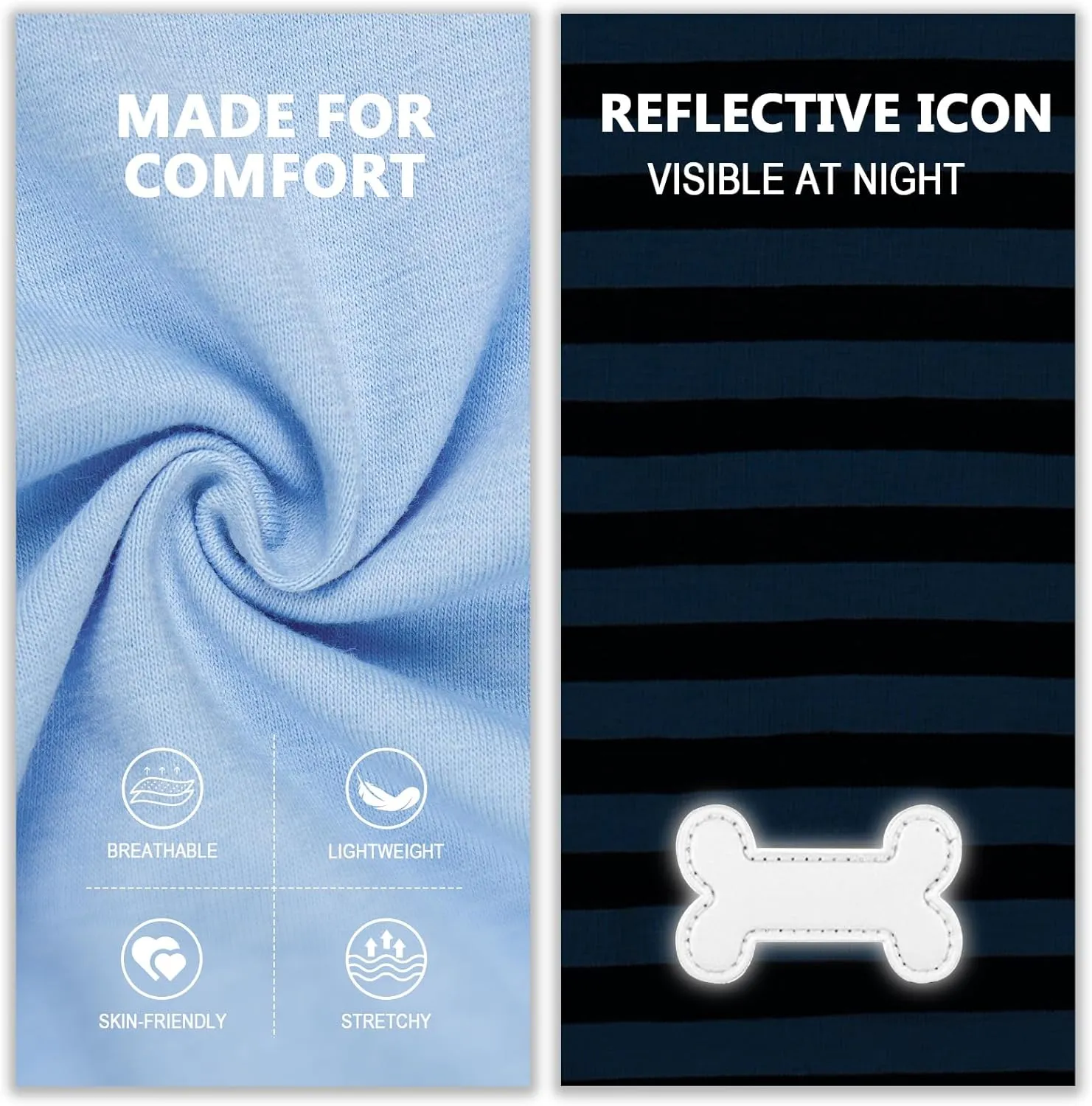 KYEESE 2Pack Dog Shirts Small Tee Soft for Small Dogs Striped T Shirt Lightweight Sleeveless Vest Cotton Tank Top Clothes, Large,Dark Blue Striped