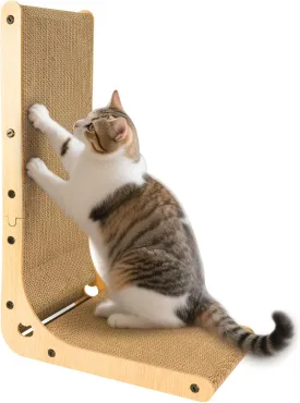 L Shape Cat Scratcher with Ball Toy,23.6 Inch Cat Scratchers for Indoor Cats,Cat Scratching Board Furniture Protector,Cat Scratching Post