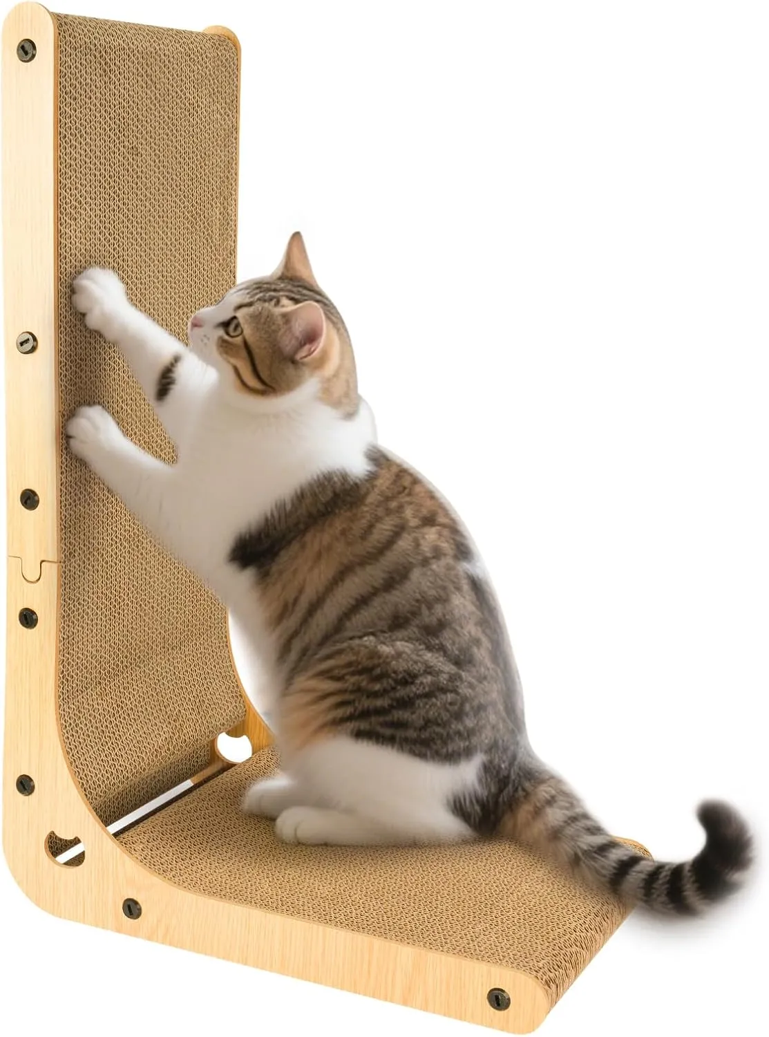 L Shape Cat Scratcher with Ball Toy,23.6 Inch Cat Scratchers for Indoor Cats,Cat Scratching Board Furniture Protector,Cat Scratching Post