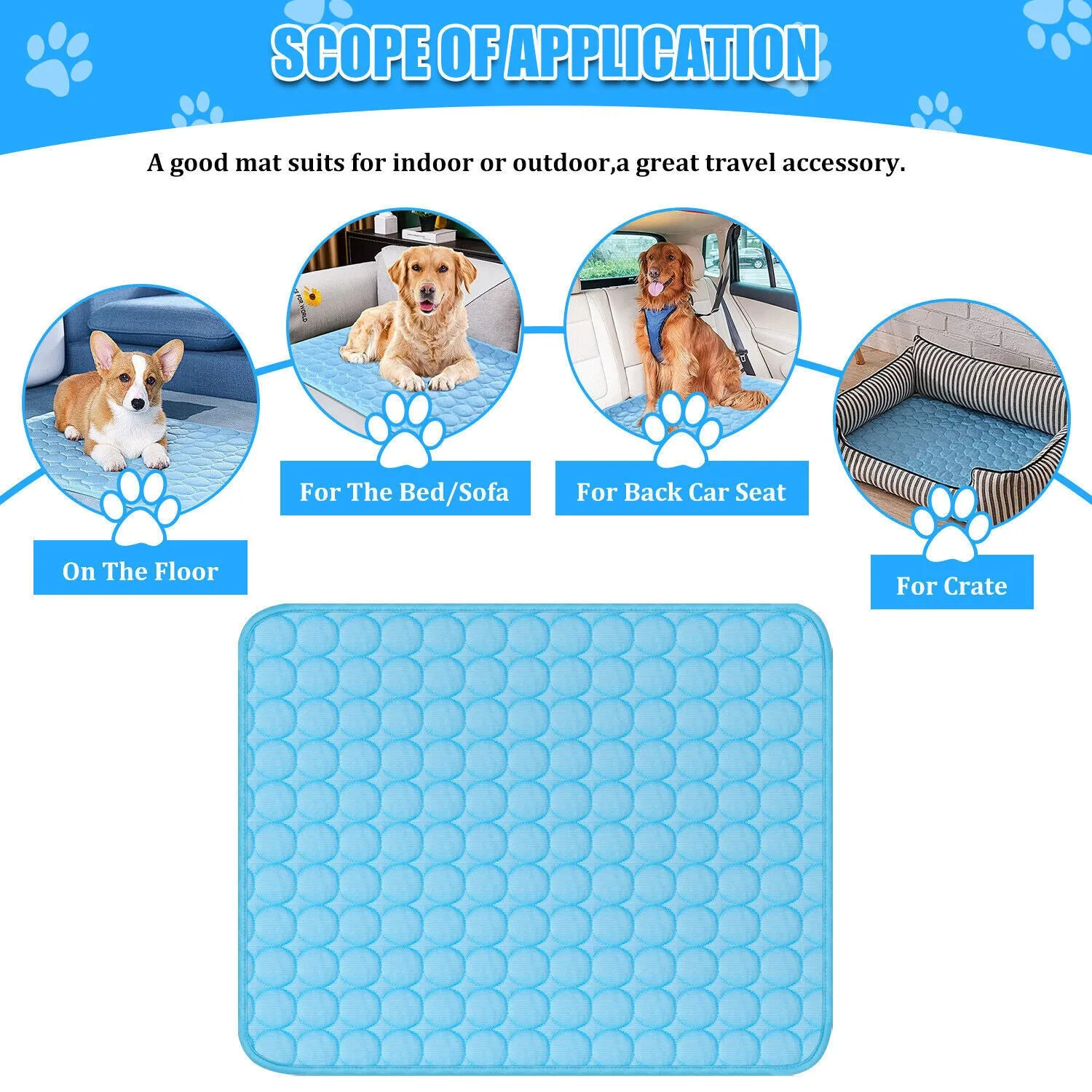 Pet Cooling Mat Cool Pad Cushion Dog Cat Puppy Blanket For Summer Sleeping Bed