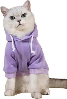 QWINEE Basic Dog Hoodie, Dog Warm Jacket, Cat Apparel, Dog Shirt, Dog Clothes for Puppy Kitten Small Medium Dogs Cats Mauve Purple S