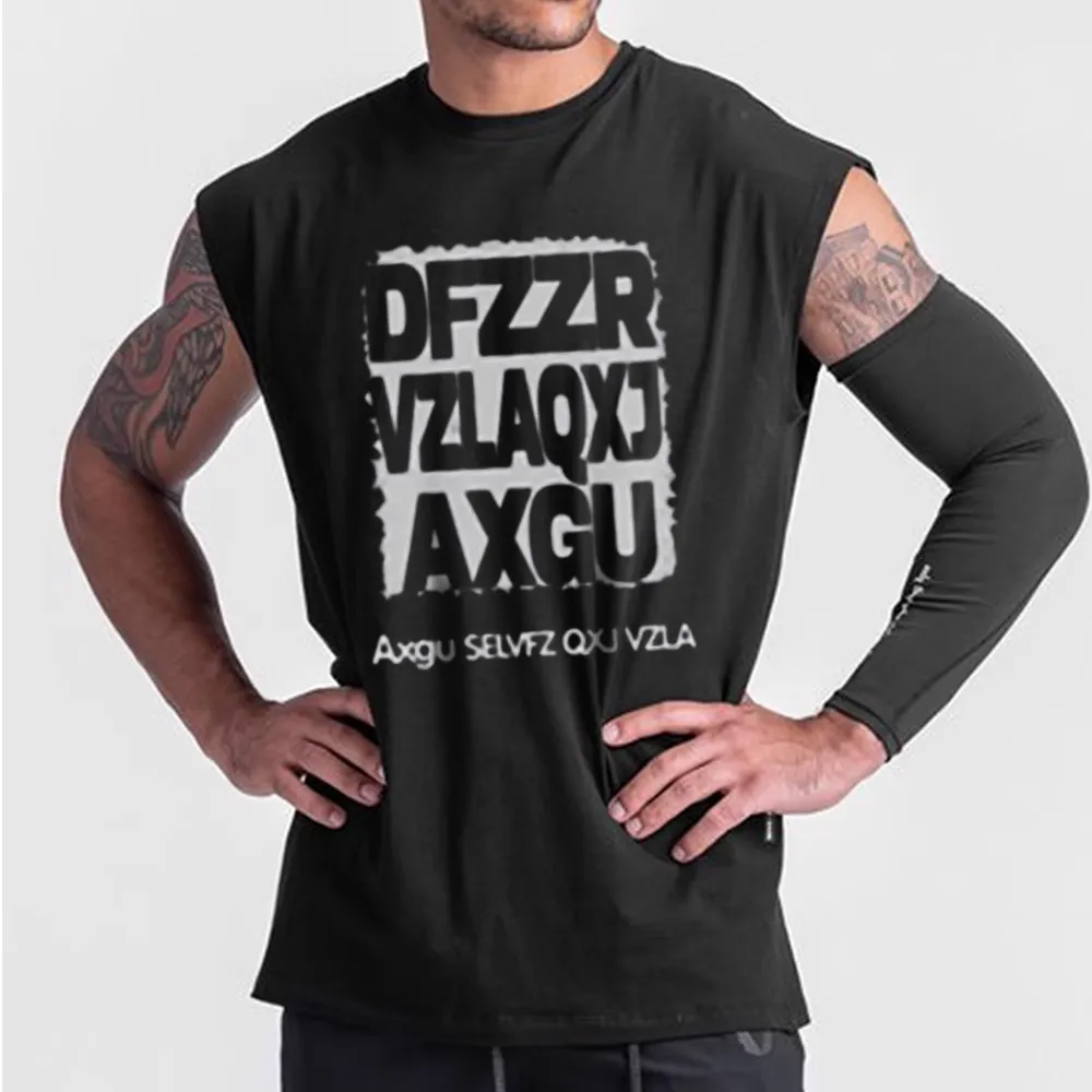 Random Letter Block Cotton Vest