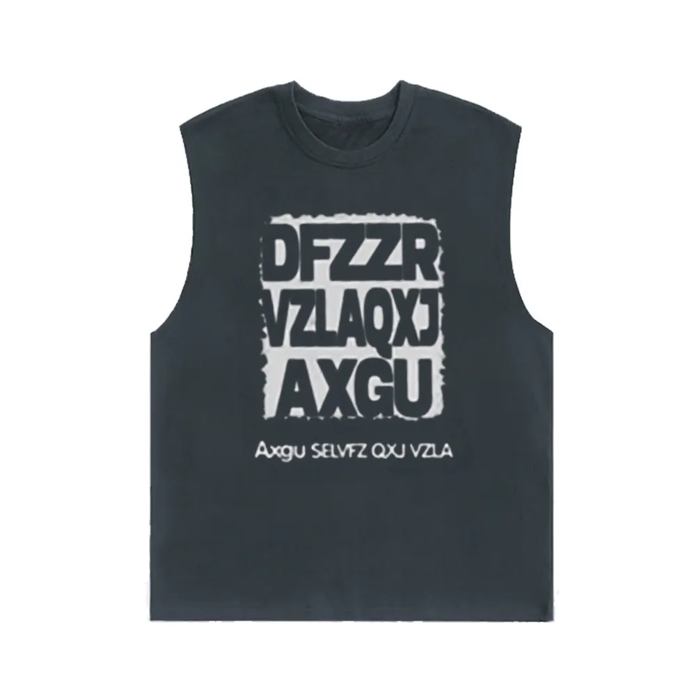 Random Letter Block Cotton Vest